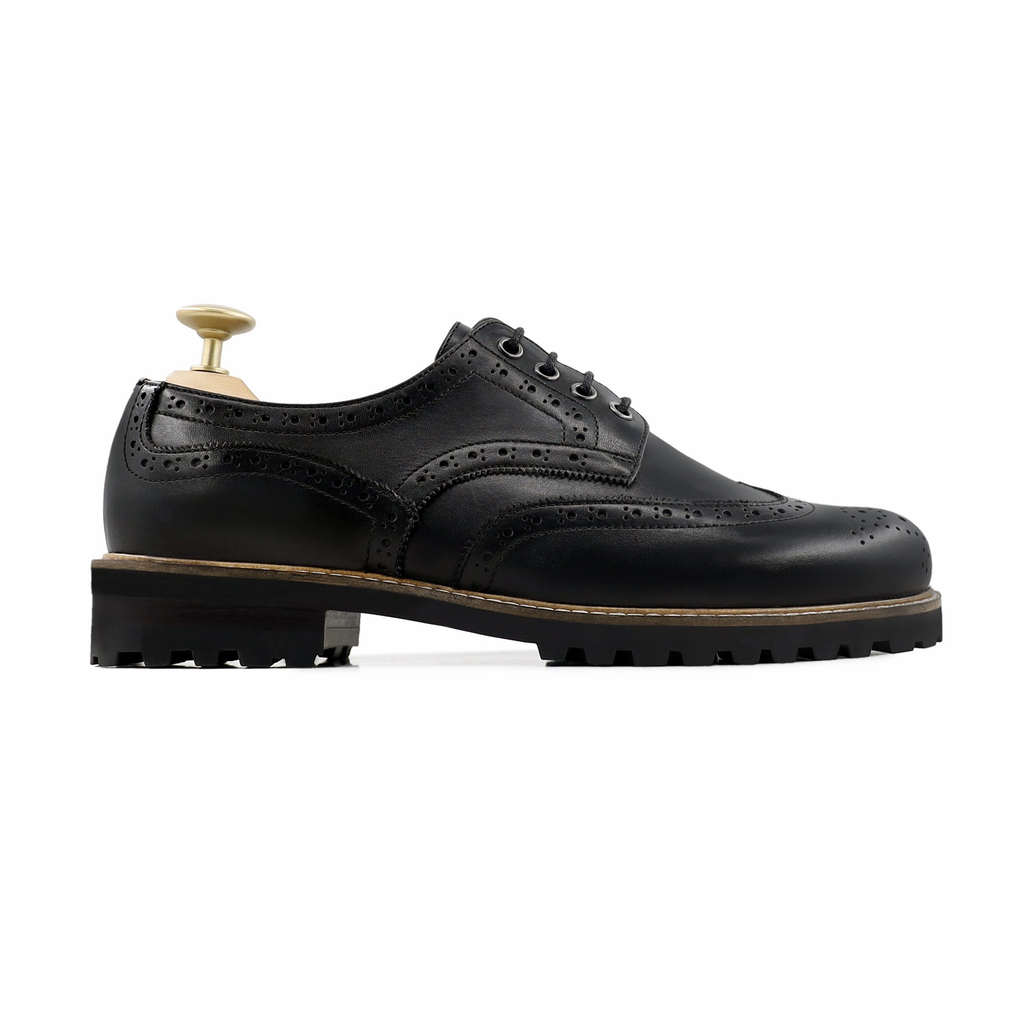 Foster - Men's Black Calf Leather Derby Shoe Posie Lace Up Shoes
