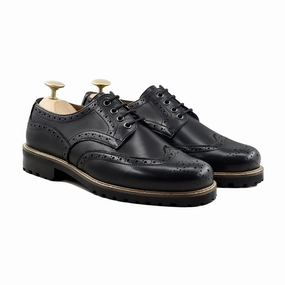 Lace Up Walking Shoes Foster - Men's Black Calf Leather Derby Shoe