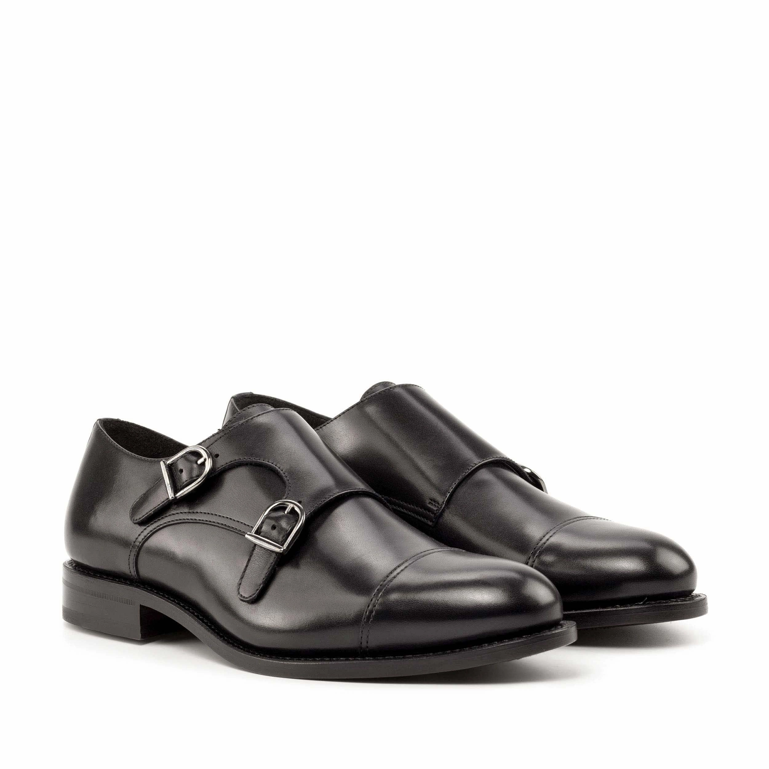 Double Monk black box calf Brown Brogue Shoes