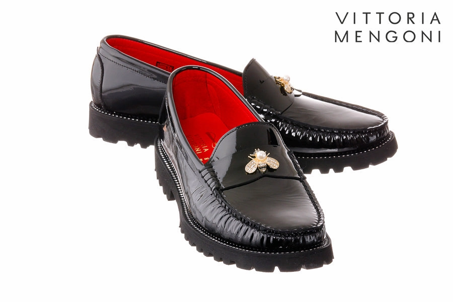 Vm Queenbee Black Comfortable Flat Mary Jane Shoes