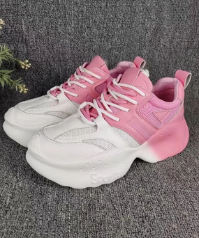 Casual Comfy Gradient Pink Breathable Mesh Platform Sport Shoes DD1005 Addidas Shoes Mary Janes