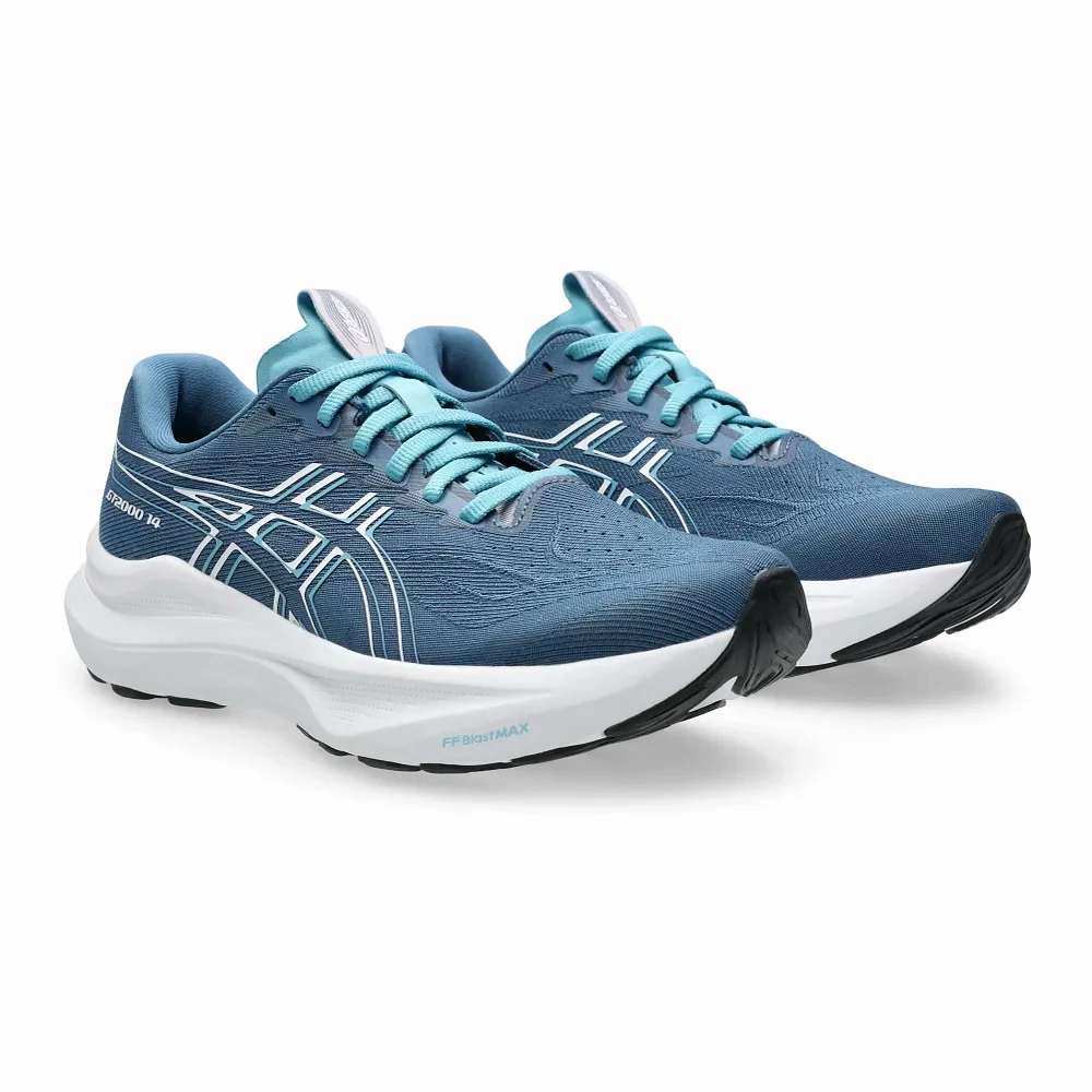 Long Distance Running Shoe Asics Women's GT-2000 14 Sneaker in Winter Sea/White