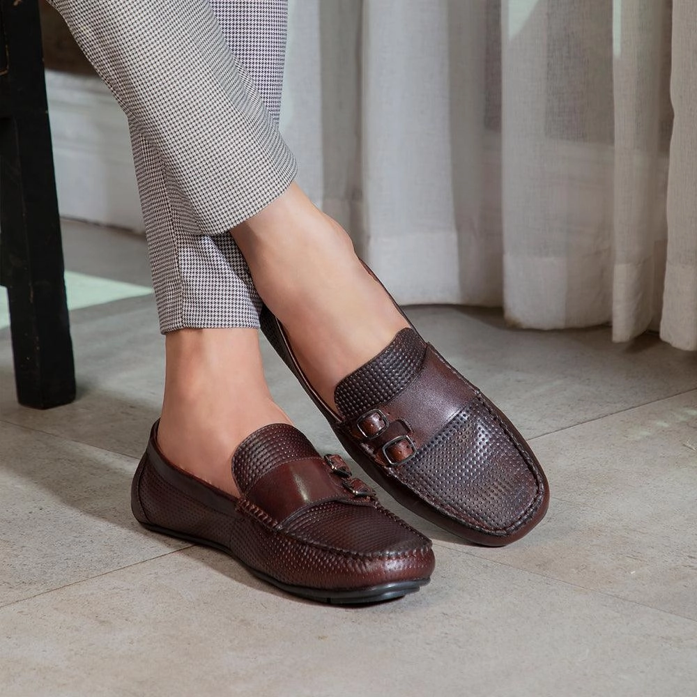 All Leather Brogue Shoes The Yosa Brown Men's Double Monk Shoes Tresmode