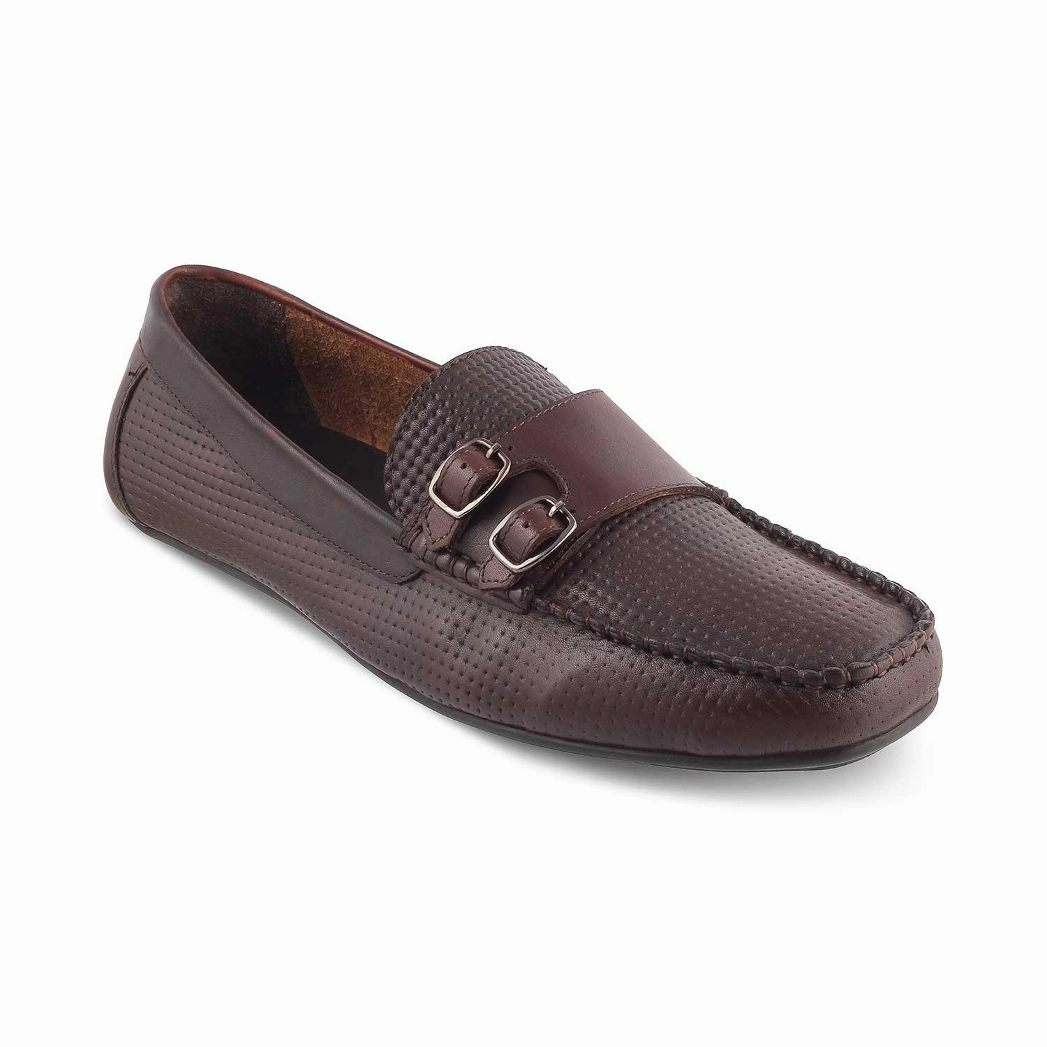 The Yosa Brown Men's Double Monk Shoes Tresmode Brogue Style Shoes