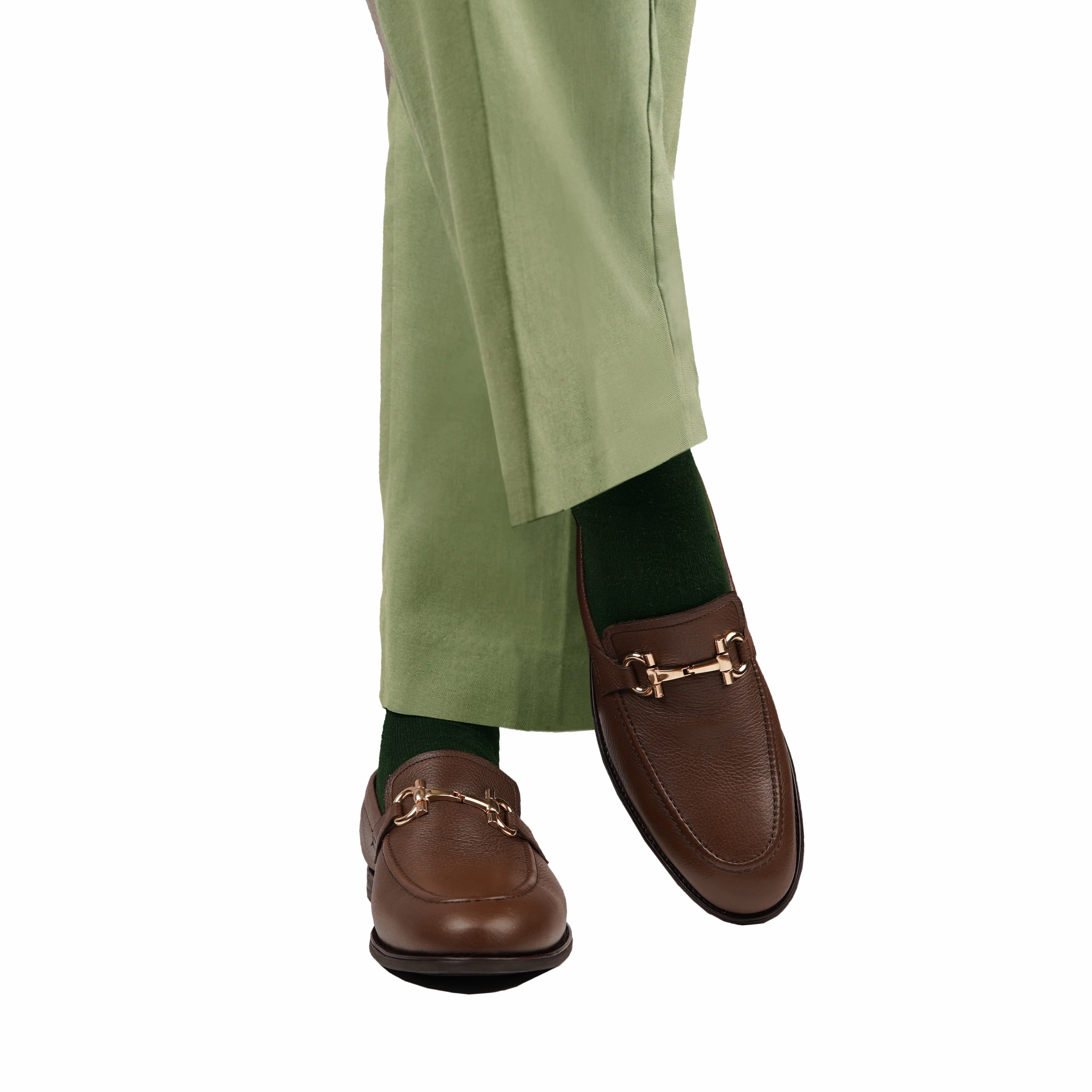 Bucharest - Men's Brown Pebble Grain Leather Loafer Velvet Loafers With Tuxedo