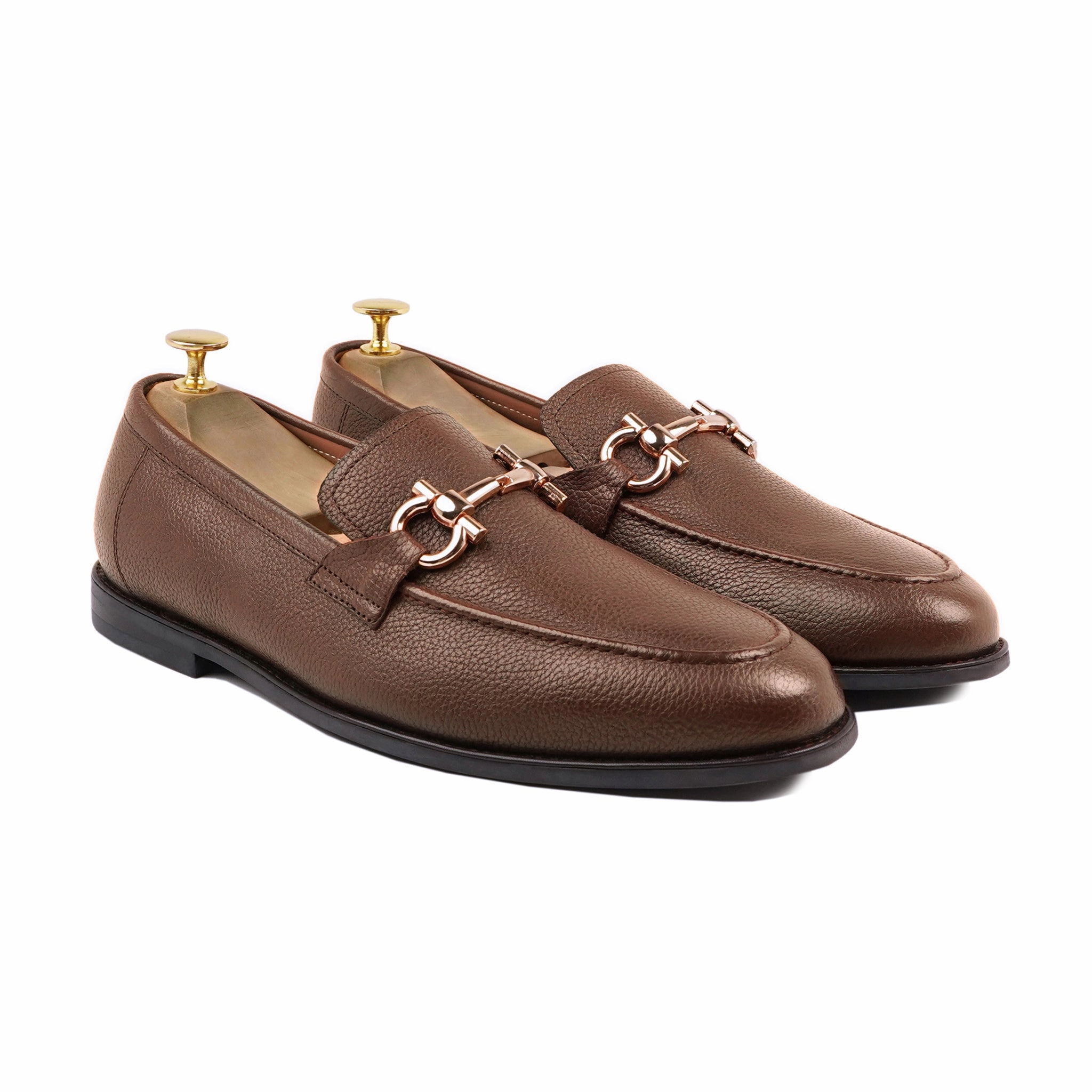 Outlet Loafers Bucharest - Men's Brown Pebble Grain Leather Loafer