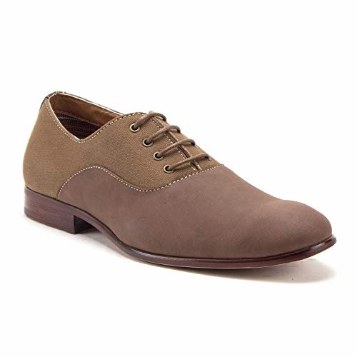Men's Classic Nubuck Round Toe Lace Up Oxfords Dress Shoes Cap Toe Derby Shoe