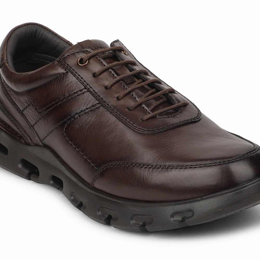 Healers Dark Brown Casual Formal Derby Shoes For Men ASF-1 By Liberty Shoes That Lace Up By Themselves