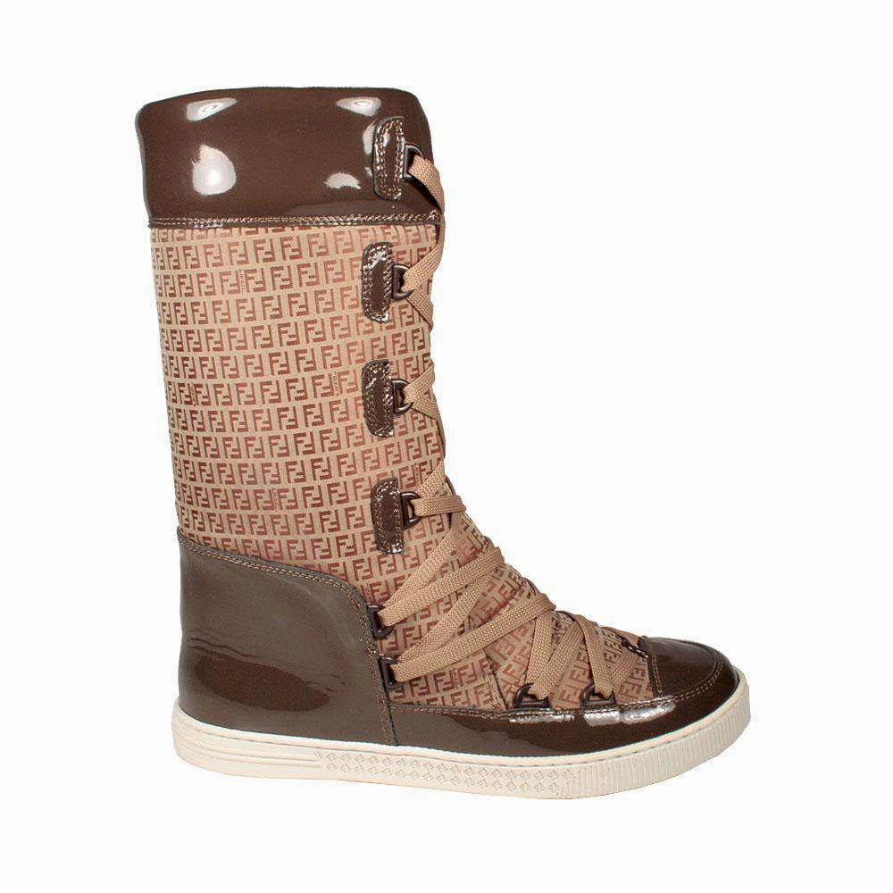 Fendi Boots Winter Snow Women's Boots Beige Zuccino (FFW41) Glitter Snow Boots