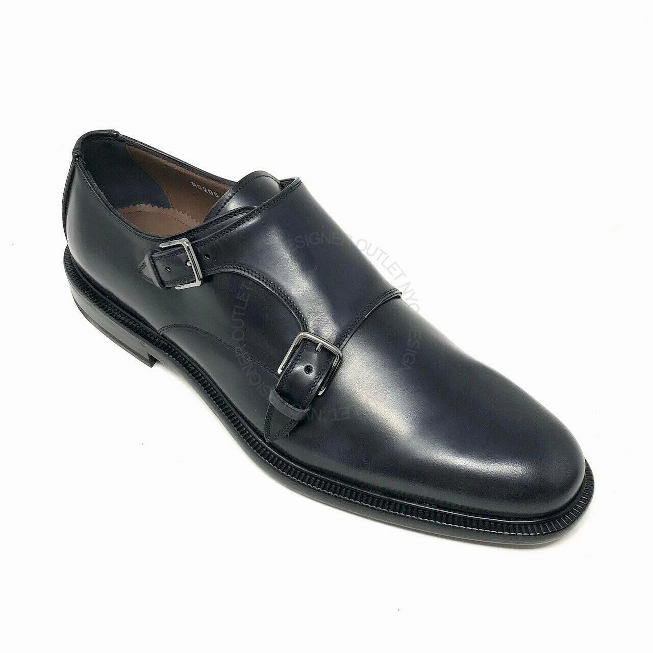 Ferragamo Ramirez Double Monk-Strap Shoes Bex Smooth Leather Brogue Shoes
