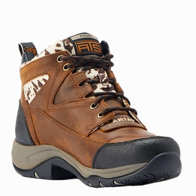 Ariat Ladies Terrain H2O Distressed Brown & Speckled Cow Print Boots 10044538 Hiking Shoes For Alaska