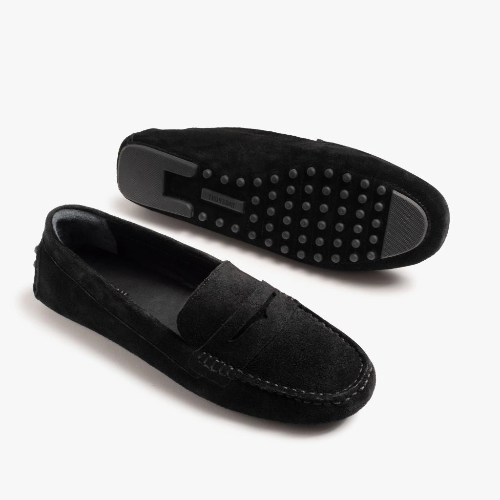Driving Loafer | Black Suede Lo