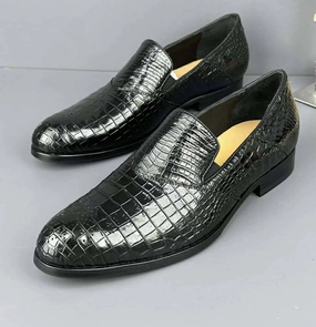 Crocodile Shoes Genuine Crocodile Skin Leather Classic Fashion Brogue Slip On Driving Loafers Fall Loafers 2024
