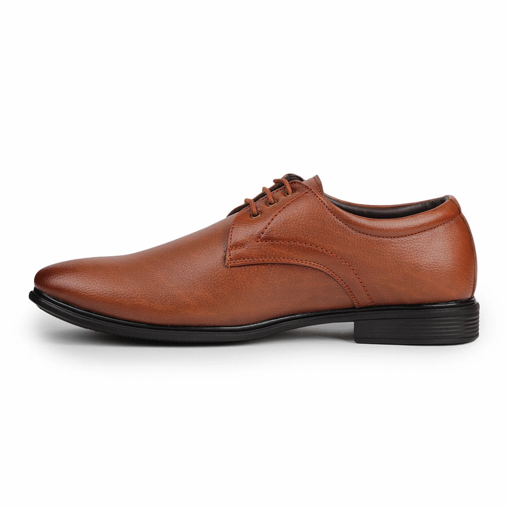 Fortune Tan Formal Lacing Derby Shoes For Men HOL-130E By Liberty Round Toe Derby Shoes