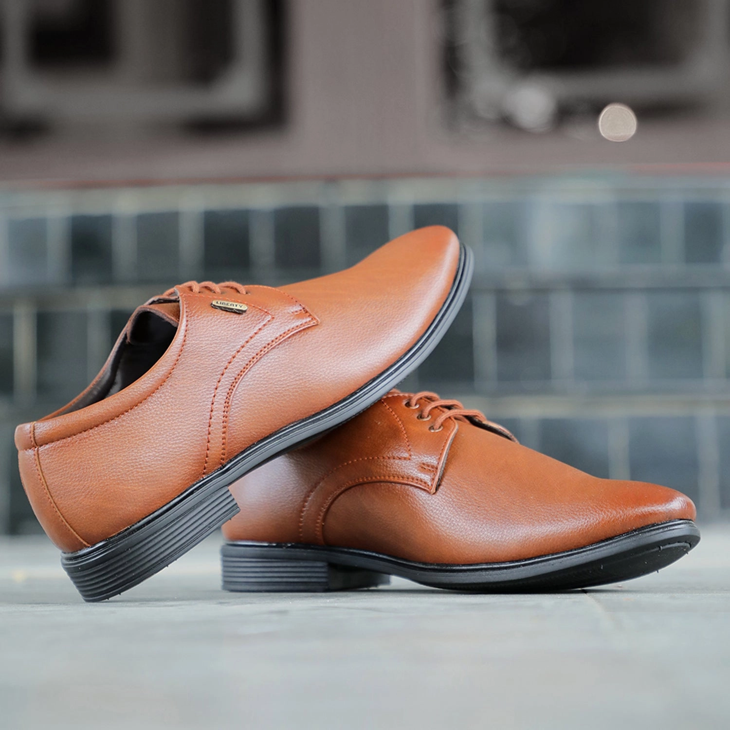 Fortune Tan Formal Lacing Derby Shoes For Men HOL-130E By Liberty Derby