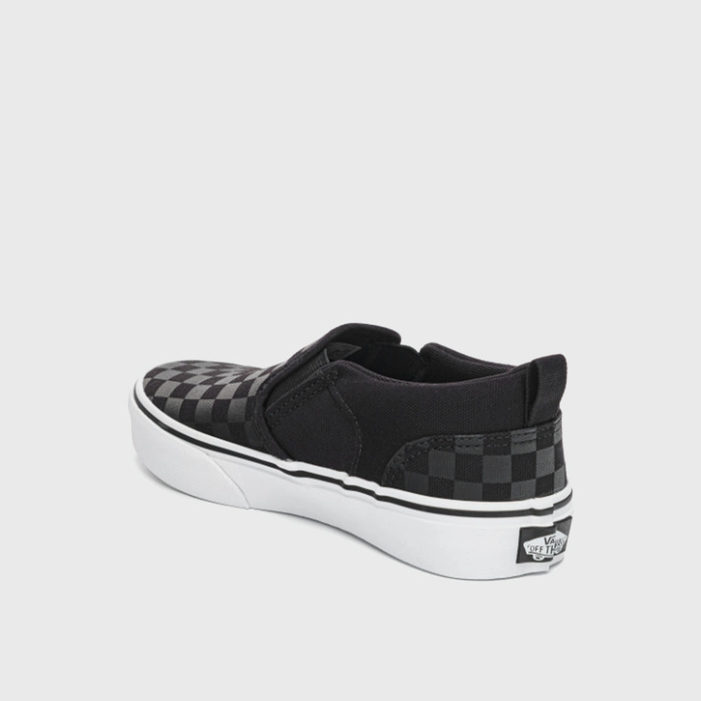 Backless Slip-on Shoes Vans Kids Asher Checker Sneakers Grey
