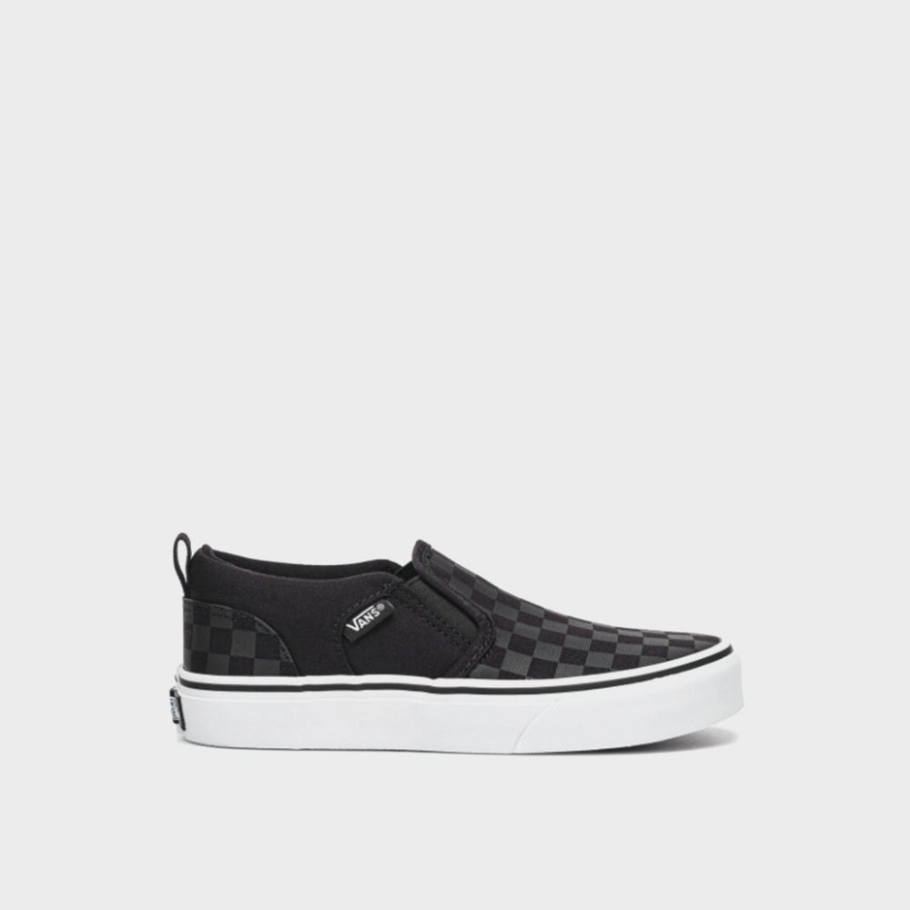 Vans Kids Asher Checker Sneakers Grey Slip On Slip Ons Ladies Slip On