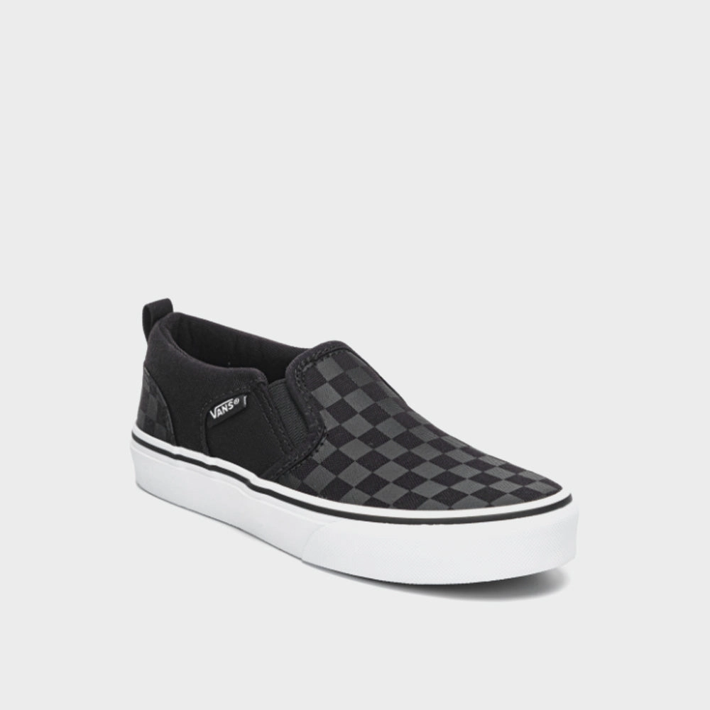 Camo Slip On Vans Kids Asher Checker Sneakers Grey