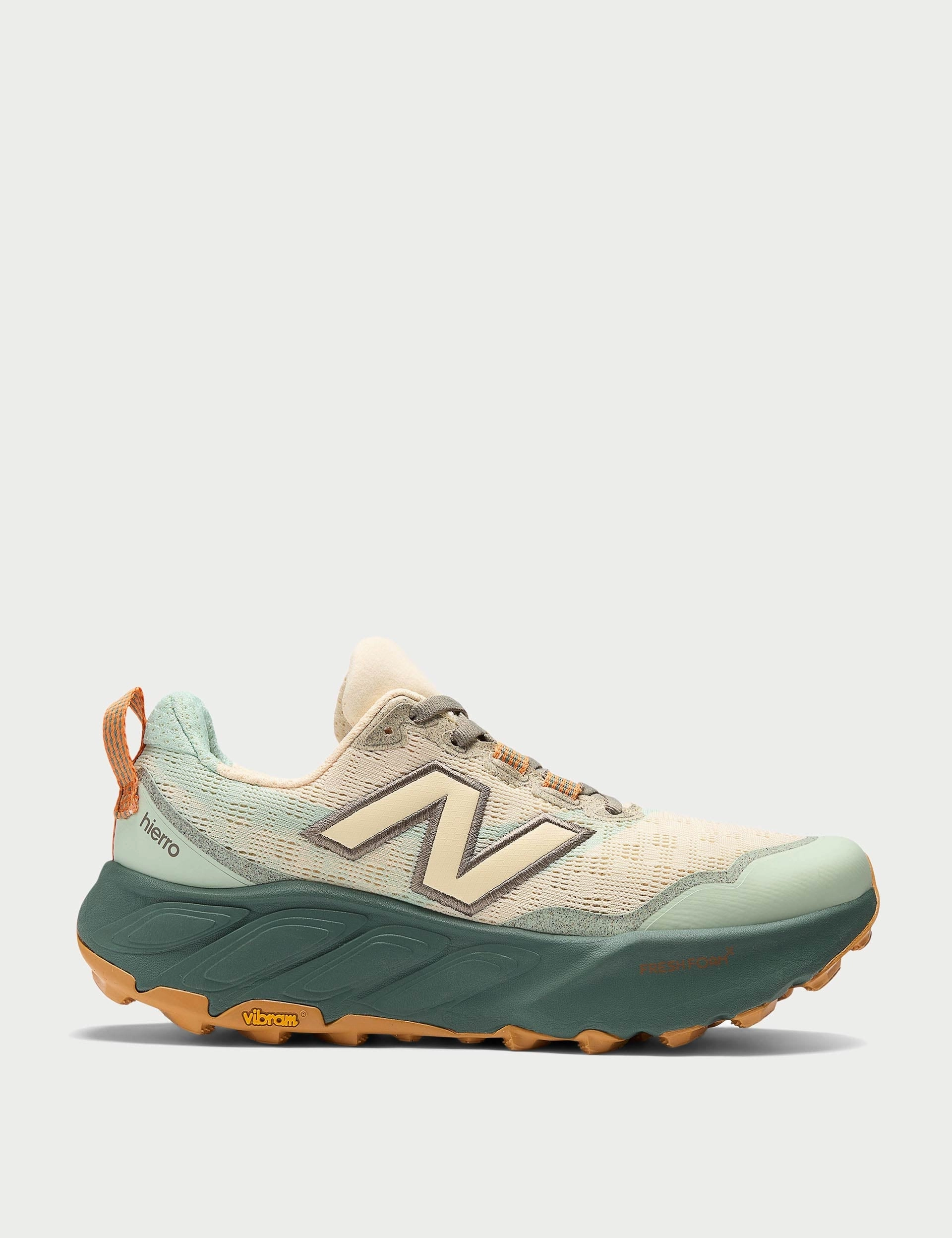 Fresh Foam X Hierro v9 Shoes - Calcium/Dark Juniper Trail Running Shoes Casually