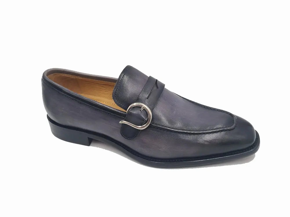 Single Monk Strap with modern buckle Gold Brogue Shoes