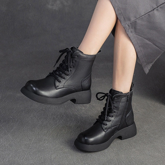 Women's Minimalist Plain Leather Woolen Snow Boots Best Snow Boots For Snowshoeing