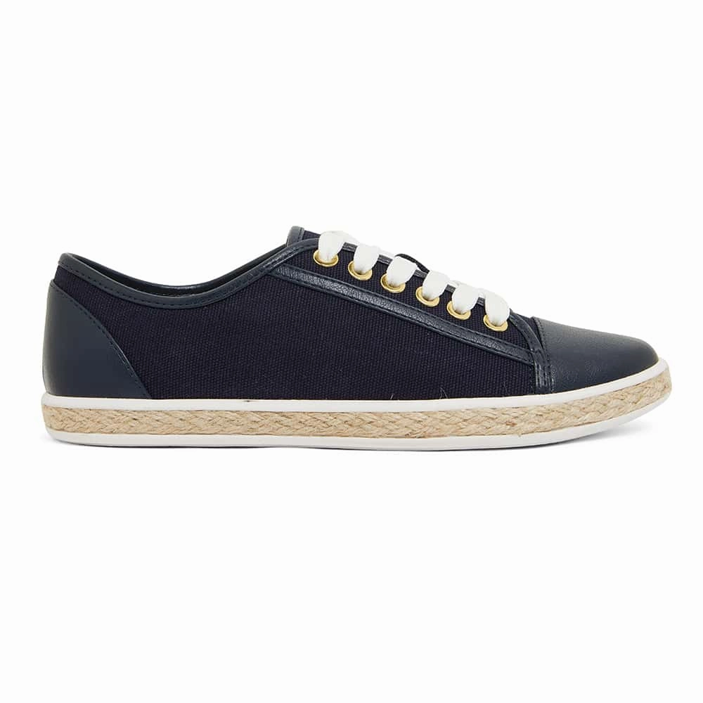 Casual Tan Shoes Yale Sneaker in Navy Canvas And Smooth