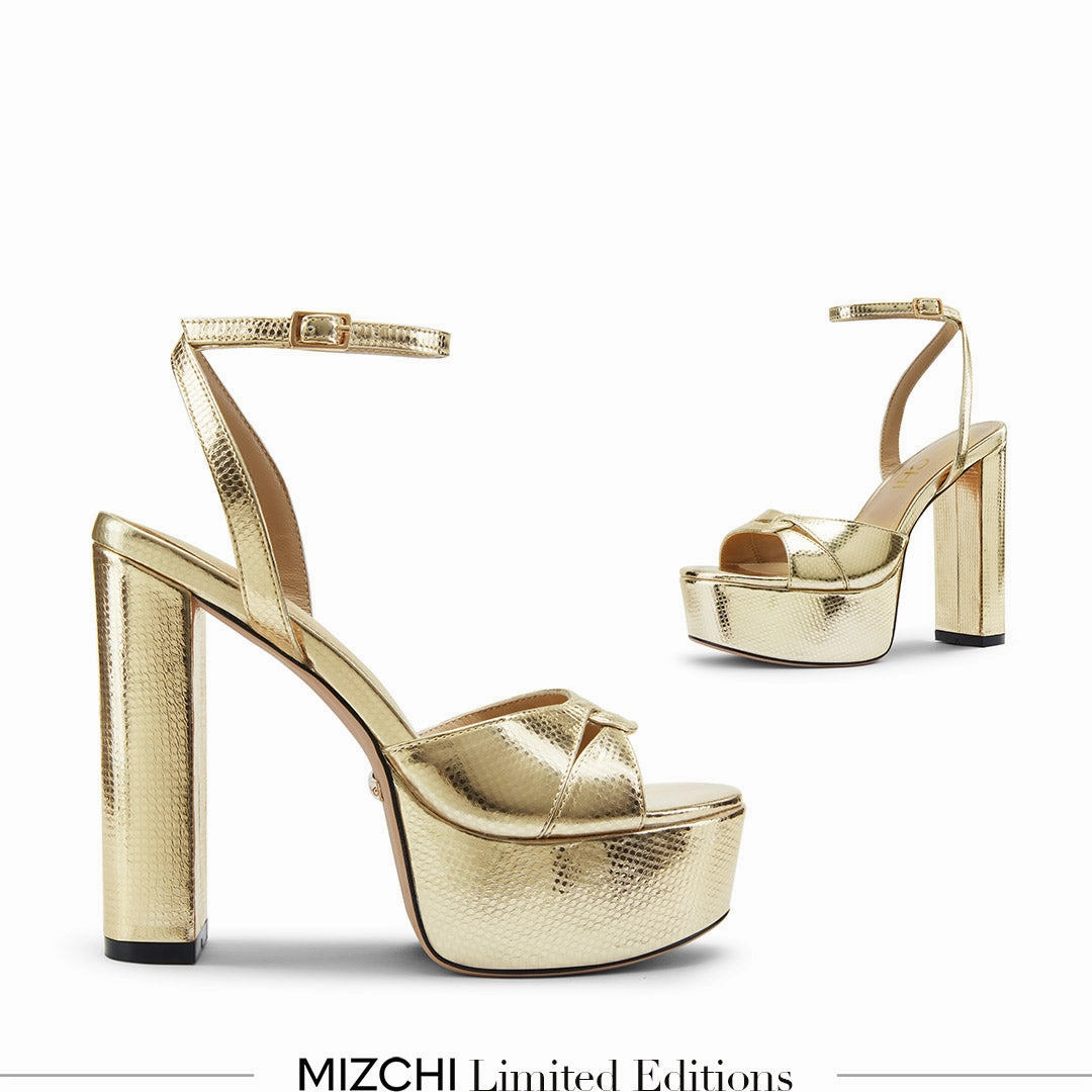 *CHARLOTTE GOLD - platform leather sandals