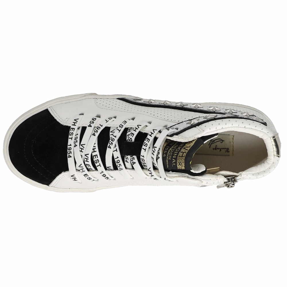 Gadol Perforated Studded High Top Slip On Sneakers Slip On Shoe Laces