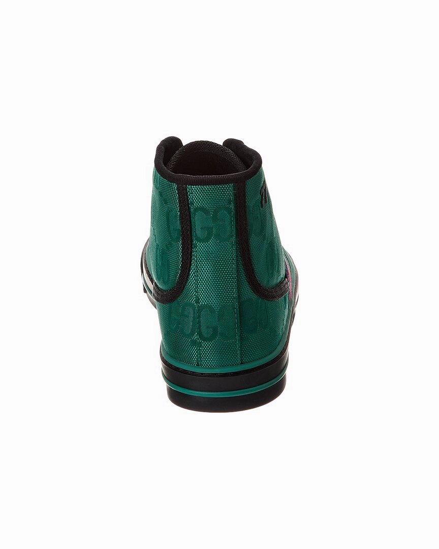 White Tennis Shoes In Style Gucci Tennis 1977 GG Canvas High-Top Sneaker