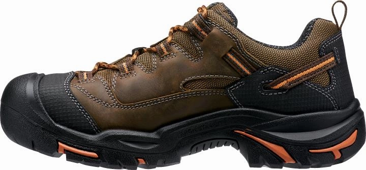 Lazaro Plain Toe Oxfords 'Keen Utility' Men's Braddock Low EH Soft Toe - Brown / Black / Orange