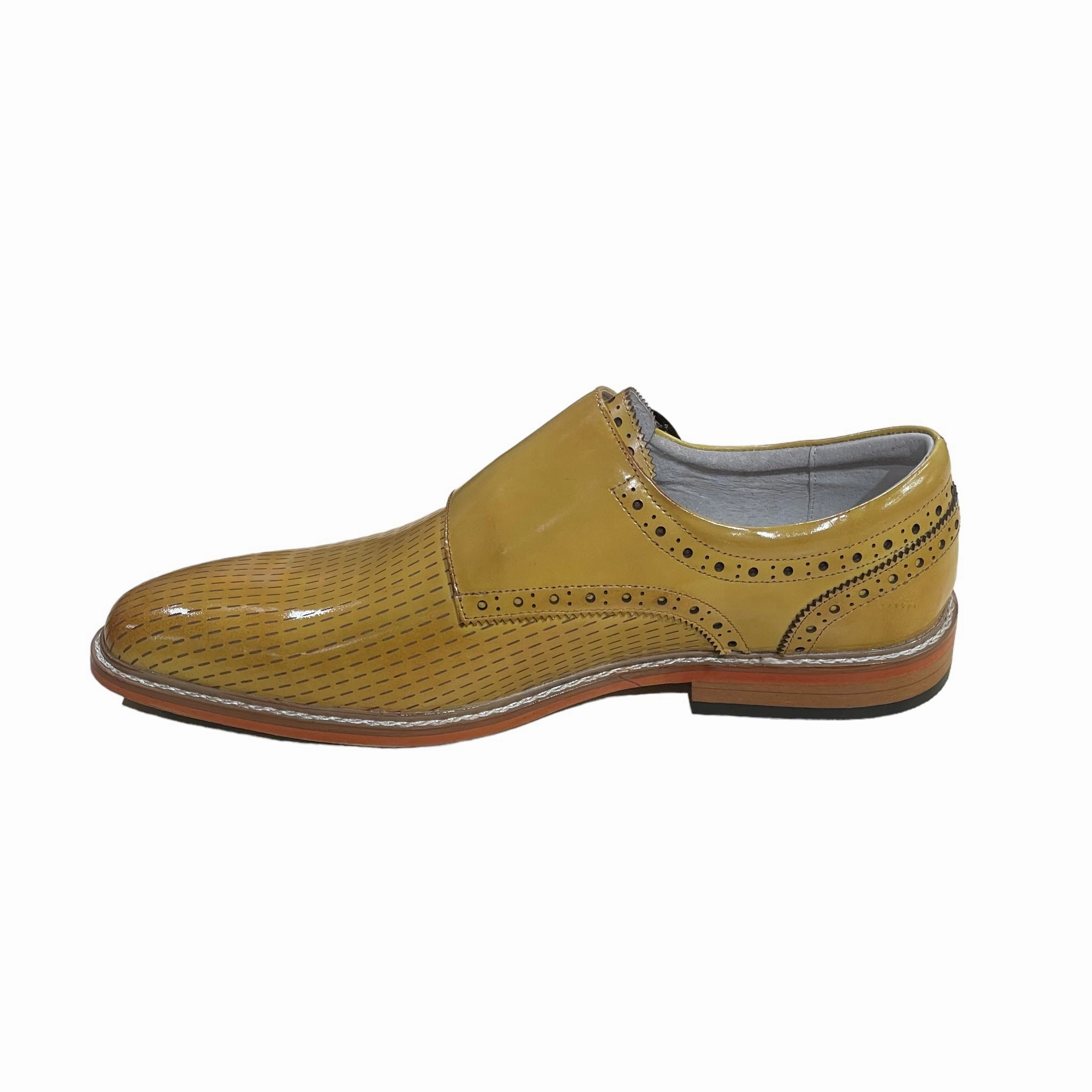GIOVANNI: Rocky Wing Tip Double Monk Strap Two Tone Leather Brogues