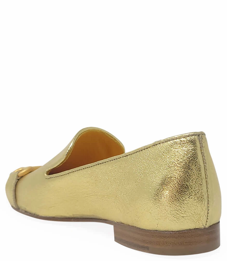 Penny Loafers Narrow Width Gold Leather  Square Toe Loafer