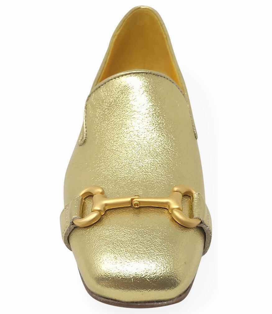 Gold Leather  Square Toe Loafer Loafers Vans