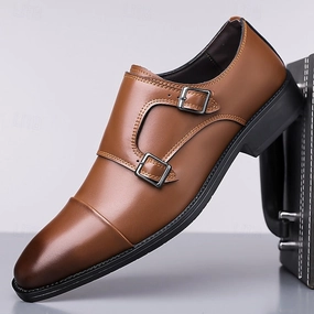 Elegant Shoes  Double Strap Monk Leather Dress Men's Brogue Boots Commando Sole