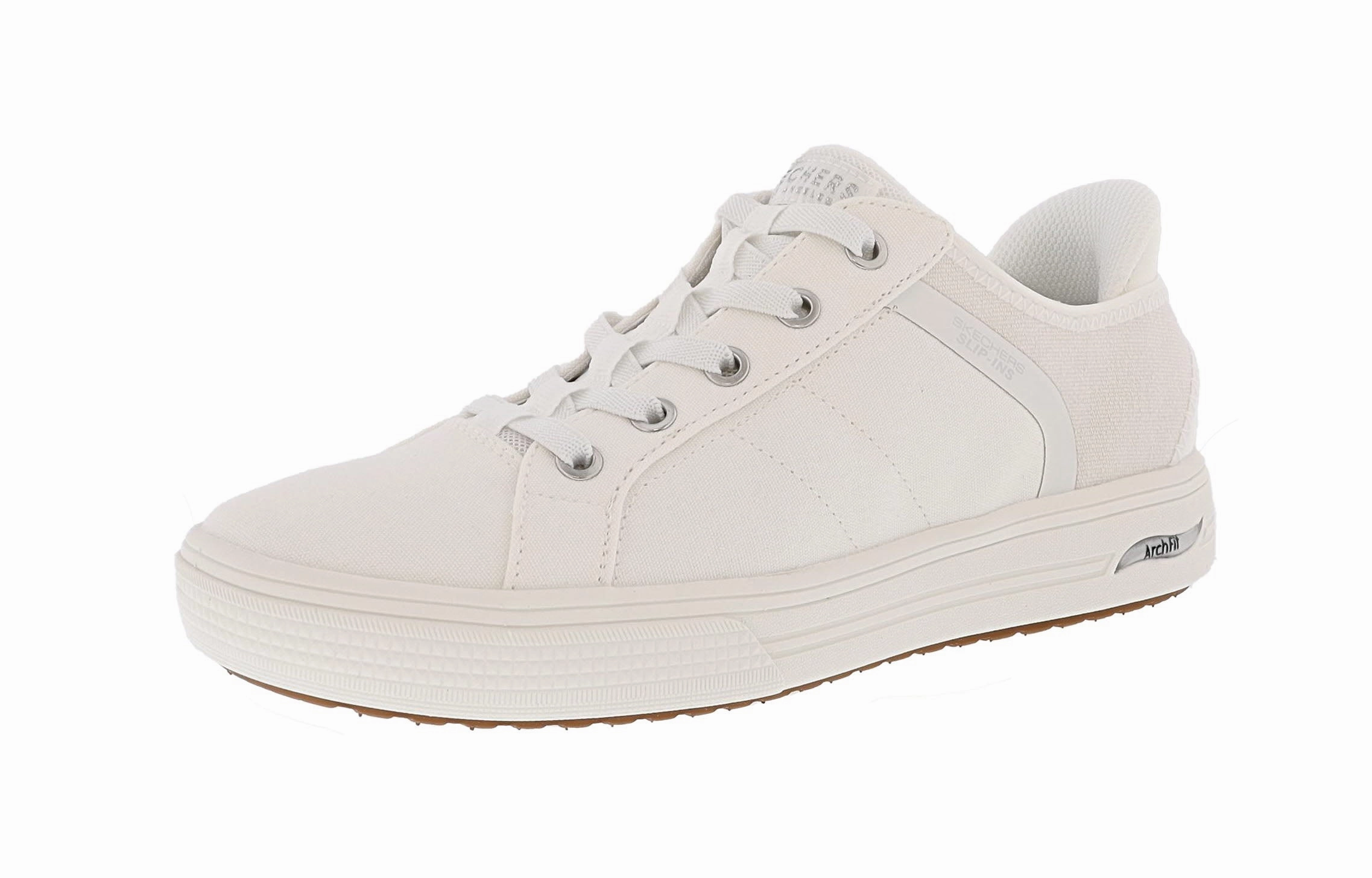 Comfortable Business Casual Walking Shoes Skechers Women's Arch Fit Arcade- Forever Cozy Canvas Upper Shoes