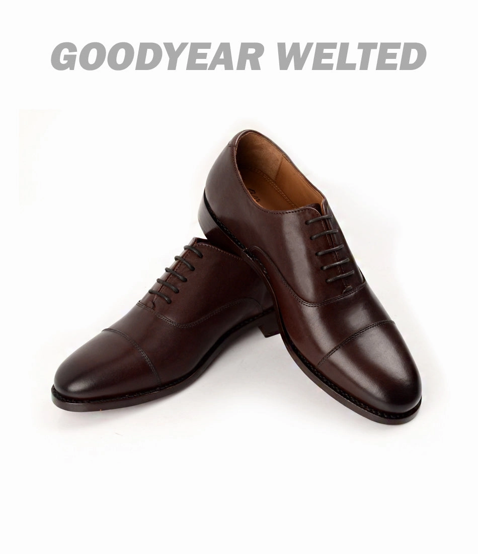 White Oxford Shoes Goodyear Welted - Cap Toe Oxfords - Brown