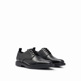 Grained-leather Derby shoes with signature-stripe tape Monolith Brushed Leather Lace-up Shoes
