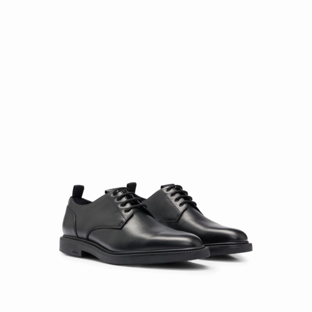 Novick Cap Toe Lace-up Shoes Grained-leather Derby shoes with signature-stripe tape