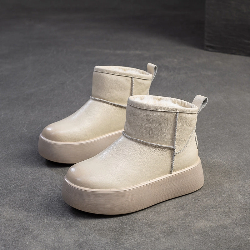 Women Minimalism Fashion Leather Platform Snow Boots Canada Goose Snow Boots