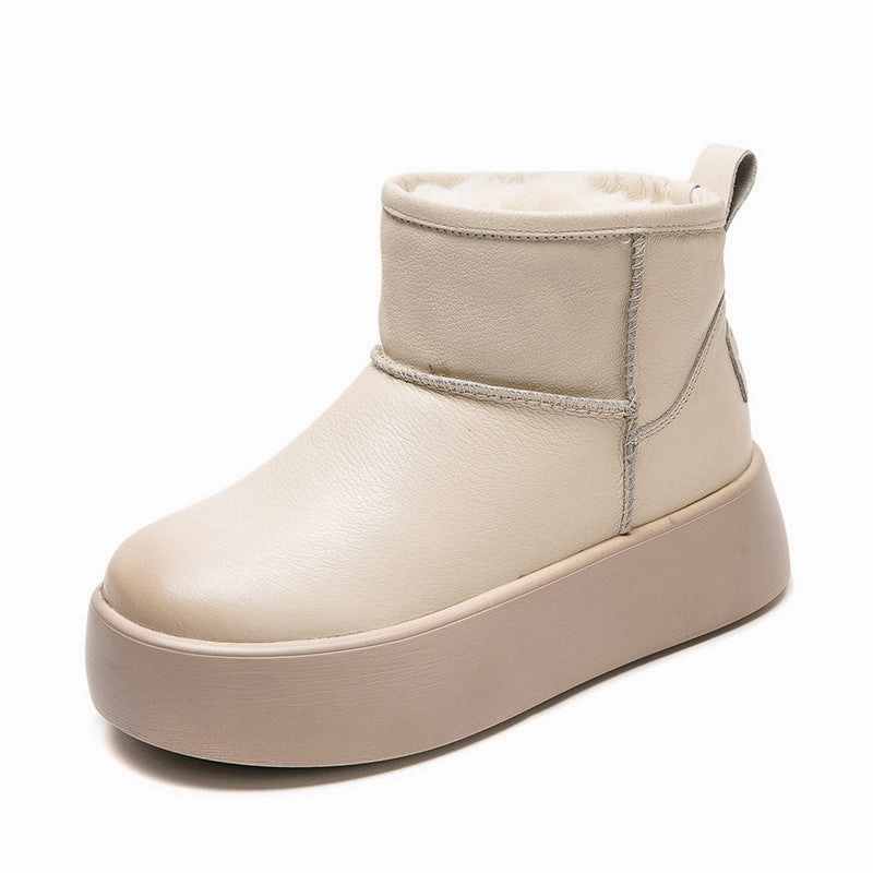 Women Minimalism Fashion Leather Platform Snow Boots Best Snow Boots Reviews