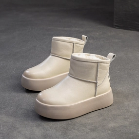 Women Minimalism Fashion Leather Platform Snow Boots Kids Columbia Snow Boots