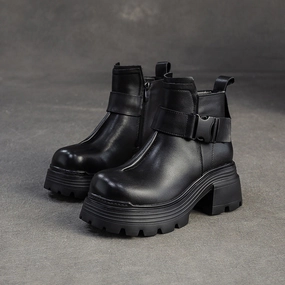 North Face Snow Boots Uk Women's Minimalist Plain Leather Buckle Furred Snow Boots