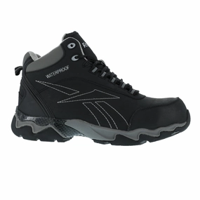 Reebok Mens Black Leather WP Athletic Hiker Boots Beamer Composite Toe Moab Speed 2 Hiking Shoes