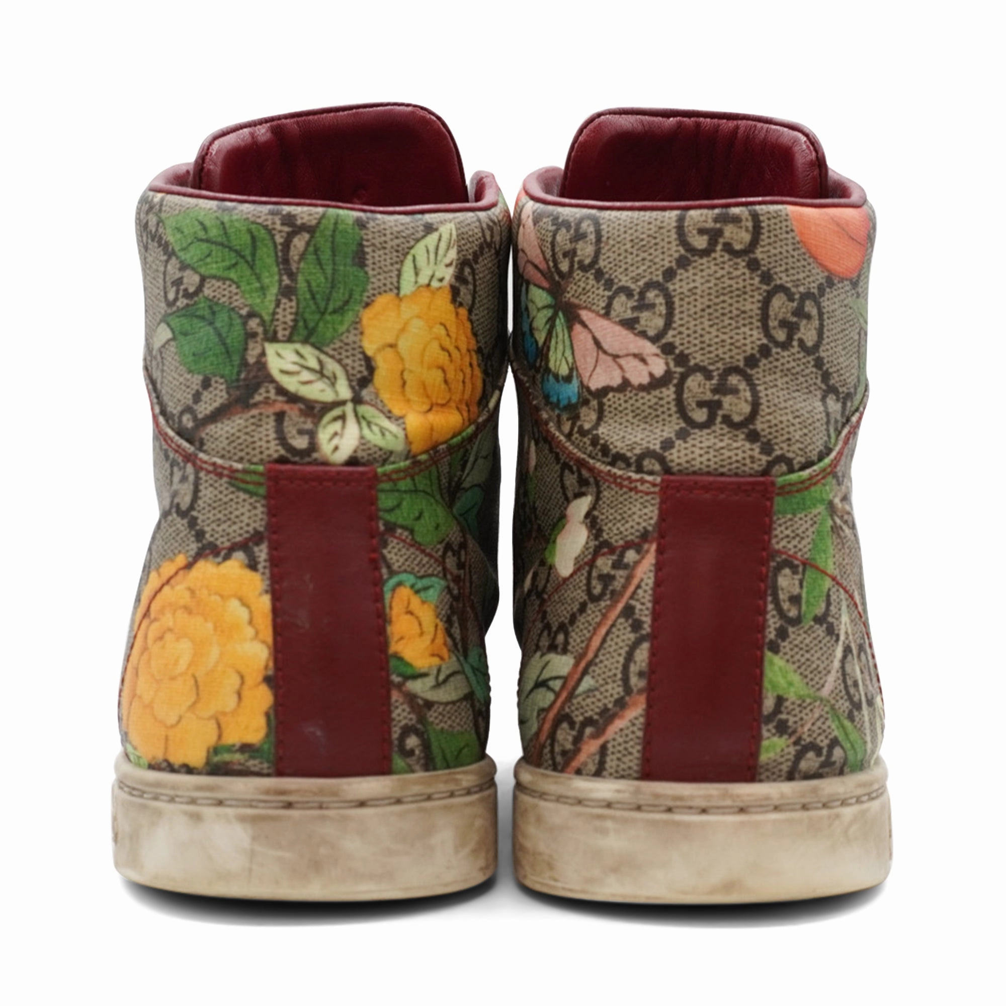 Casual Black Leather Shoes Gucci 'Tian' High-Top Sneakers - Women's 39.5