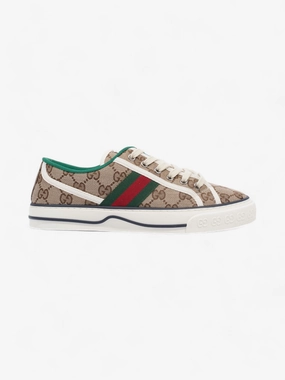 Gucci GG Tennis 1977 Sneakers Beige  / White / Green Canvas EU 38 UK 5 Tennis Shoes.