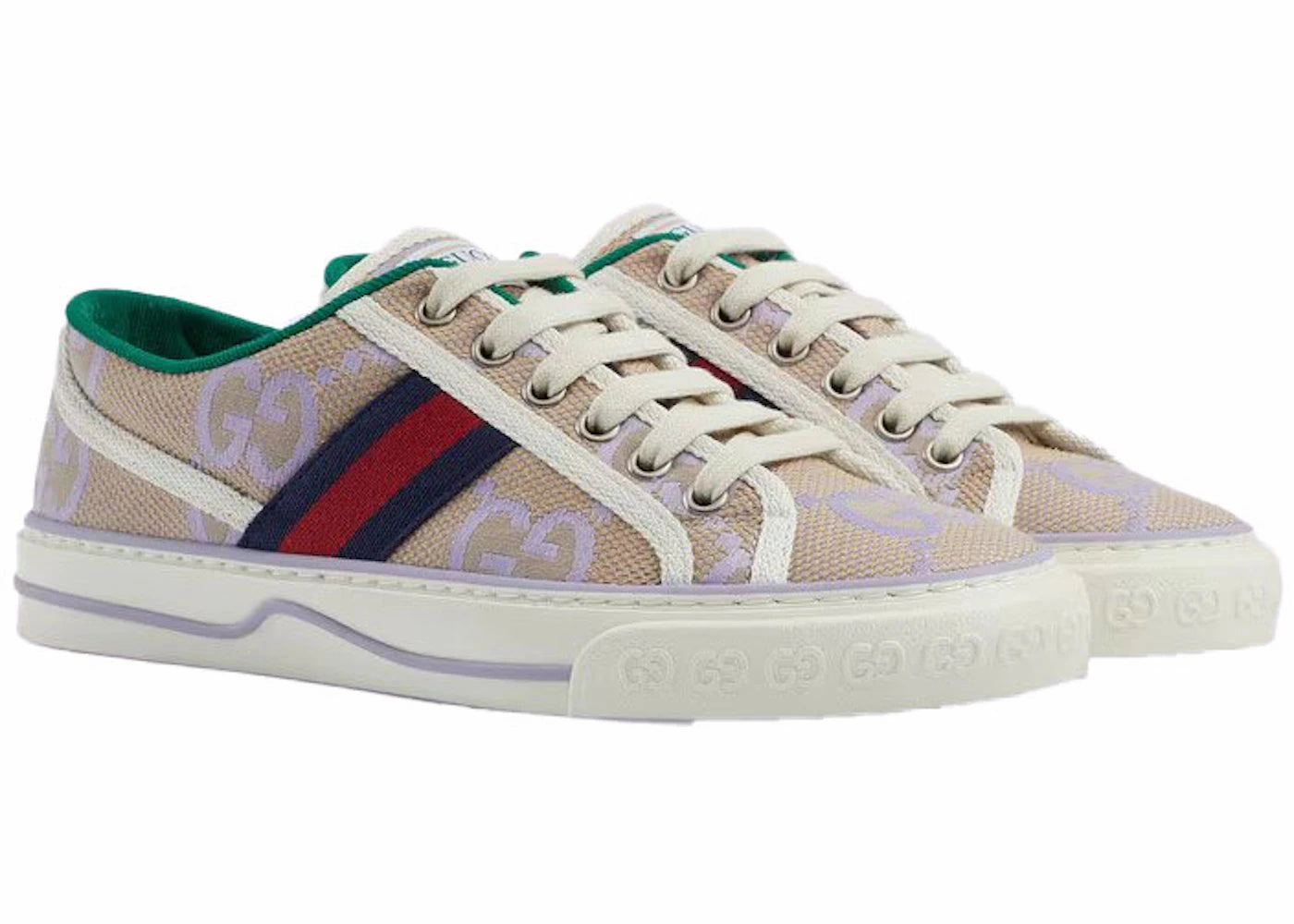 Tennis Shoes Made In United States Gucci Jumbo Gg Tennis 1977 Beige Lilac Canvas