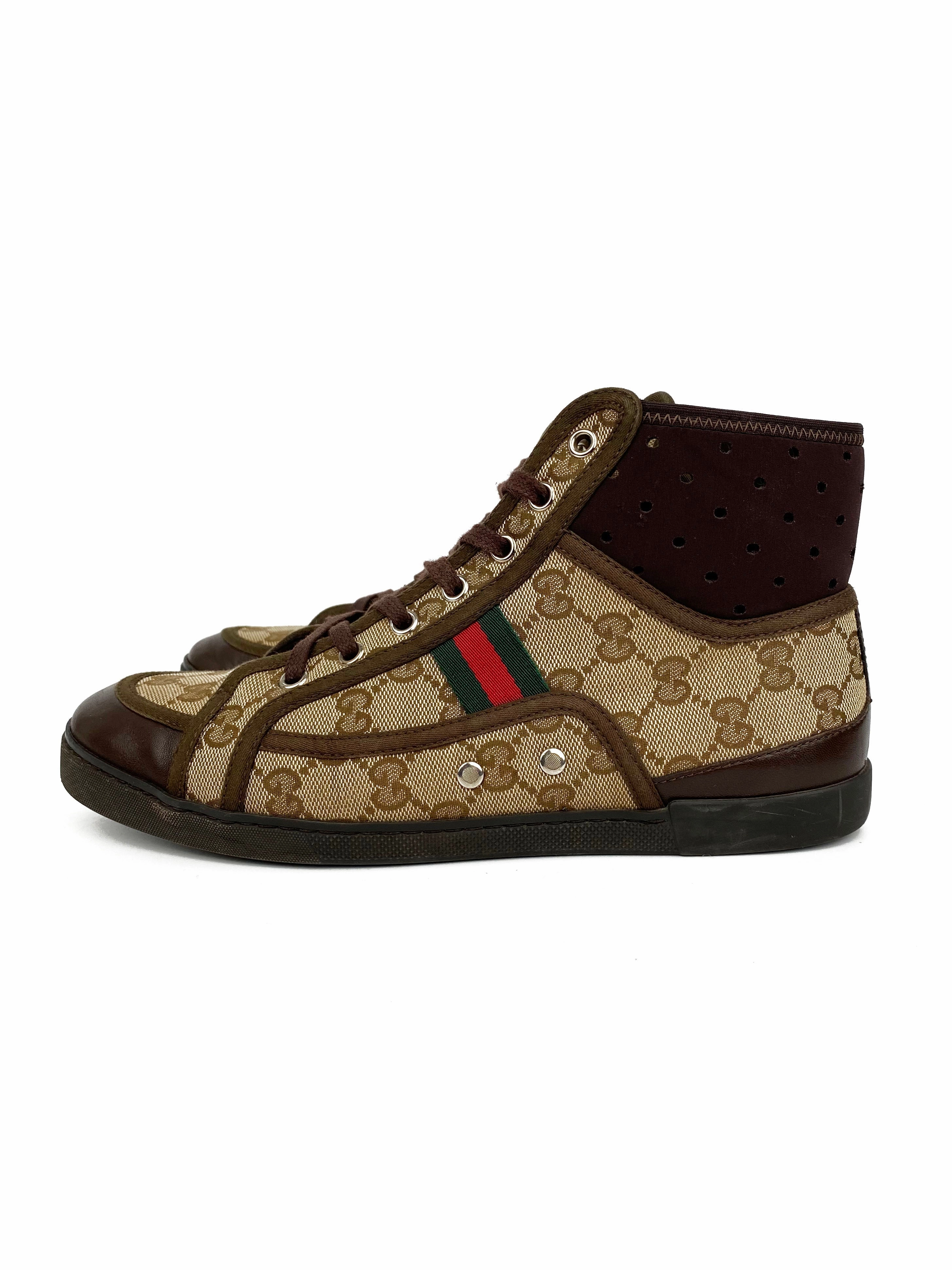 Gucci Monogram Cannes High-Top Sneakers 38 Casual Shoes Work