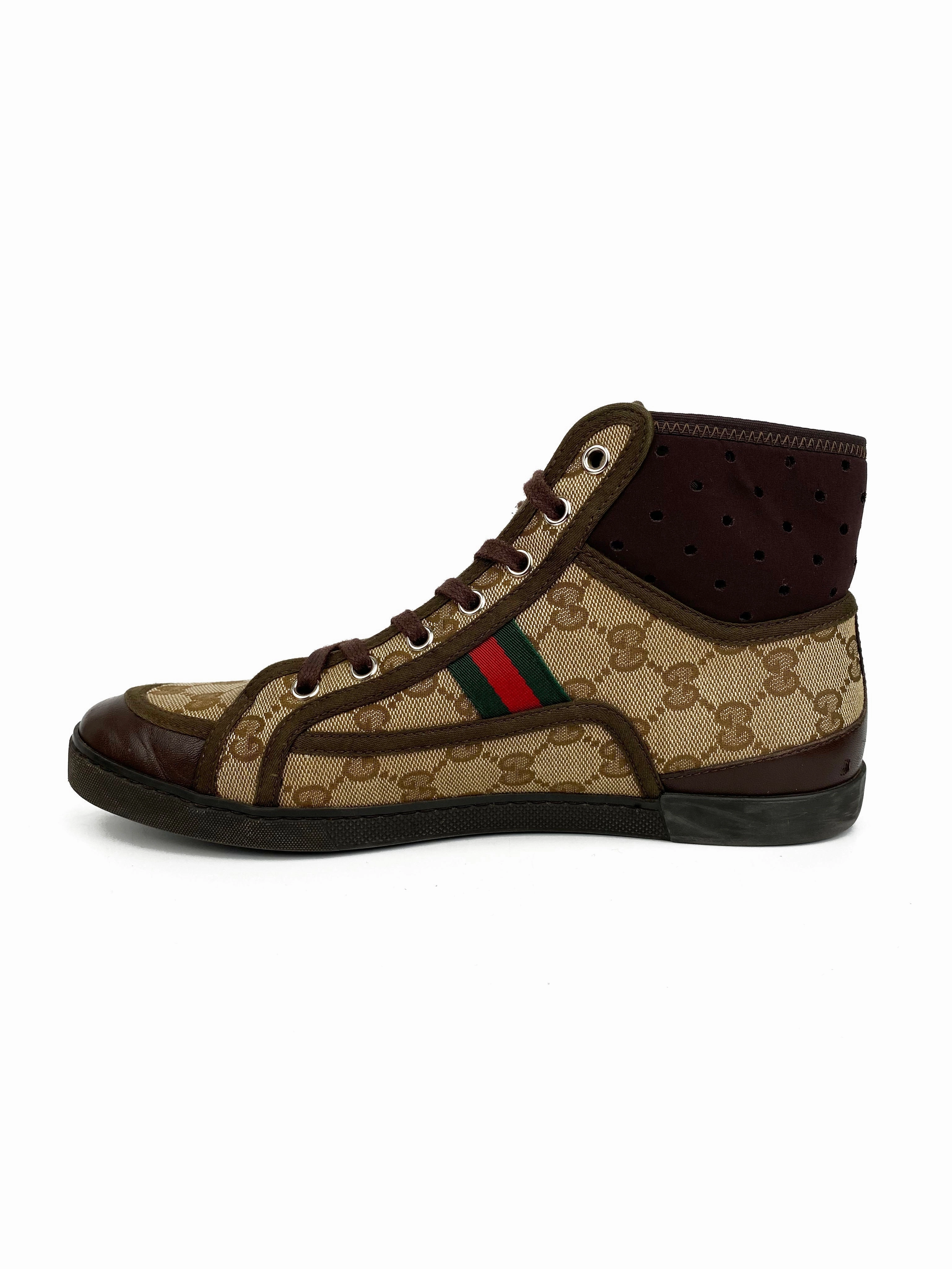 Gucci Monogram Cannes High-Top Sneakers 38 American Made Casual Shoes