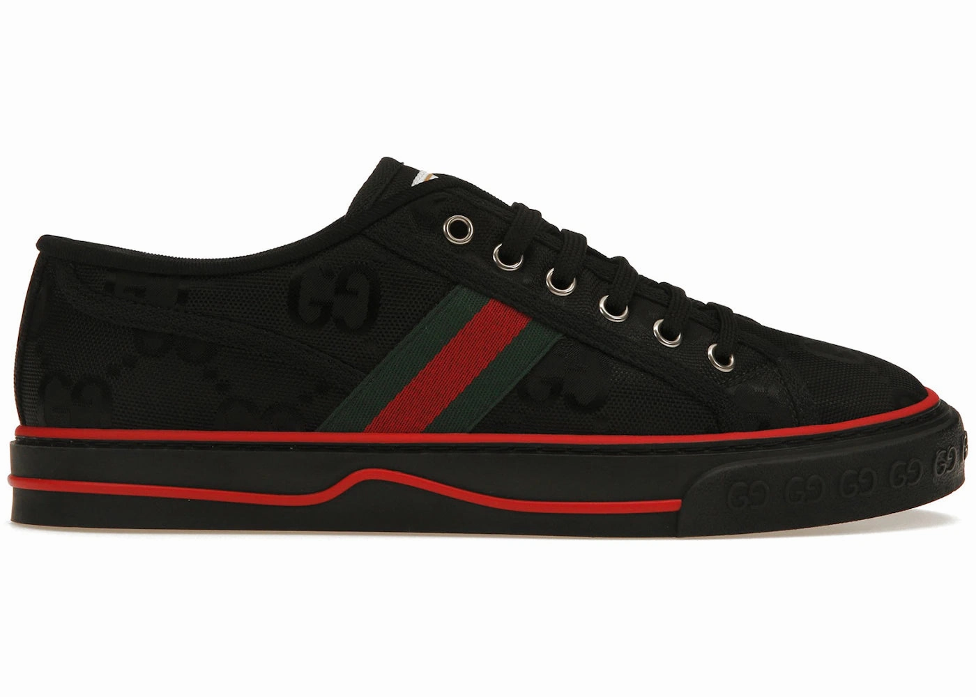 Sketcher Tennis Shoes On Sale Gucci Off The Grid Tennis 1977 Low Econyl Black Gg Green Red