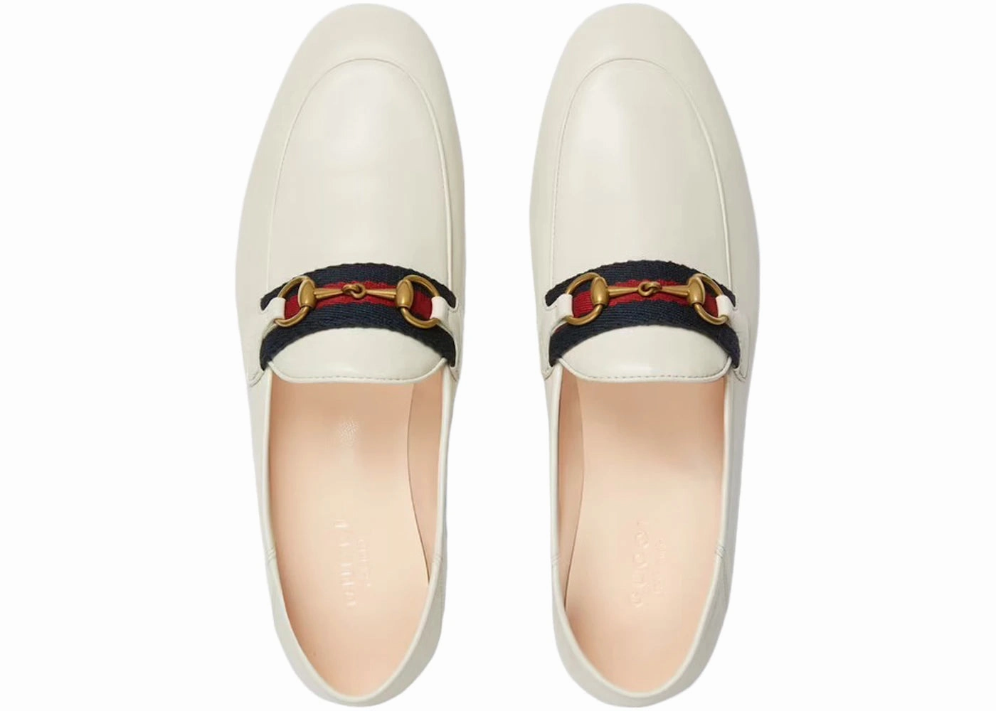 Gucci Slip On Loafer With Web White Leather Soft 7 Slip On